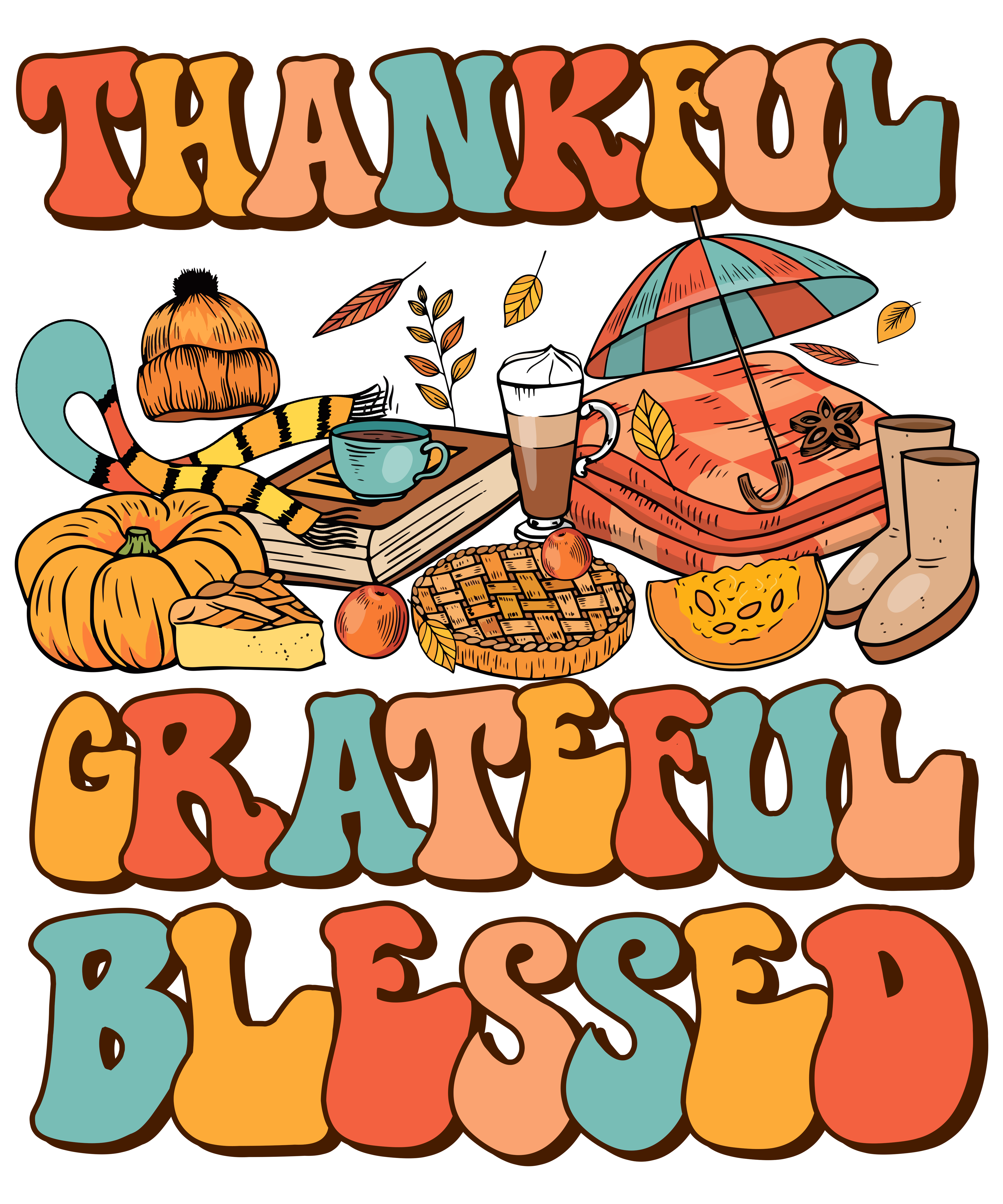 Thankful Grateful Blessed DTF Transfers