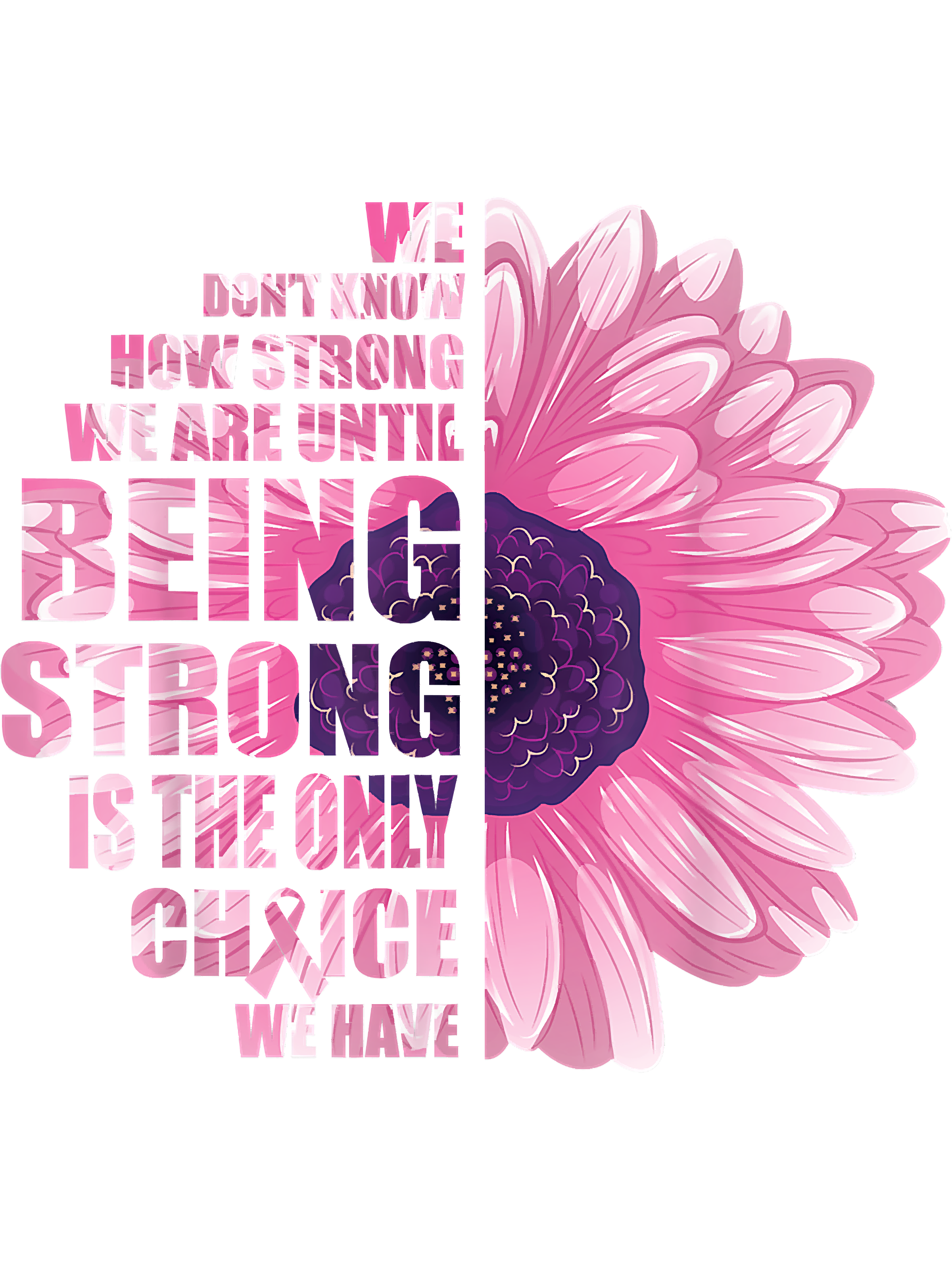 Breast Cancer Awareness Strong Flower DTF Transfers