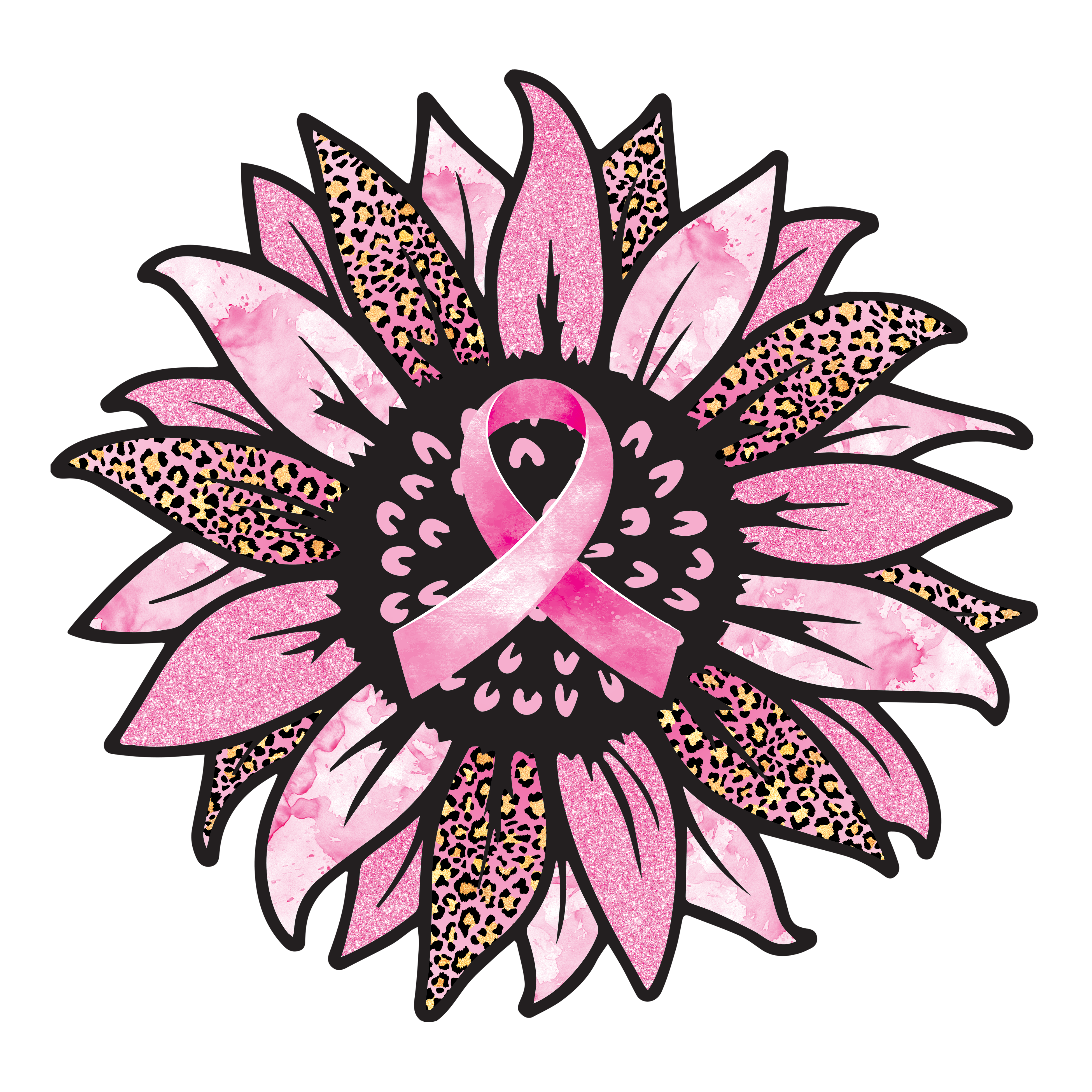Breast Cancer Awareness Sunflower DTF Transfers