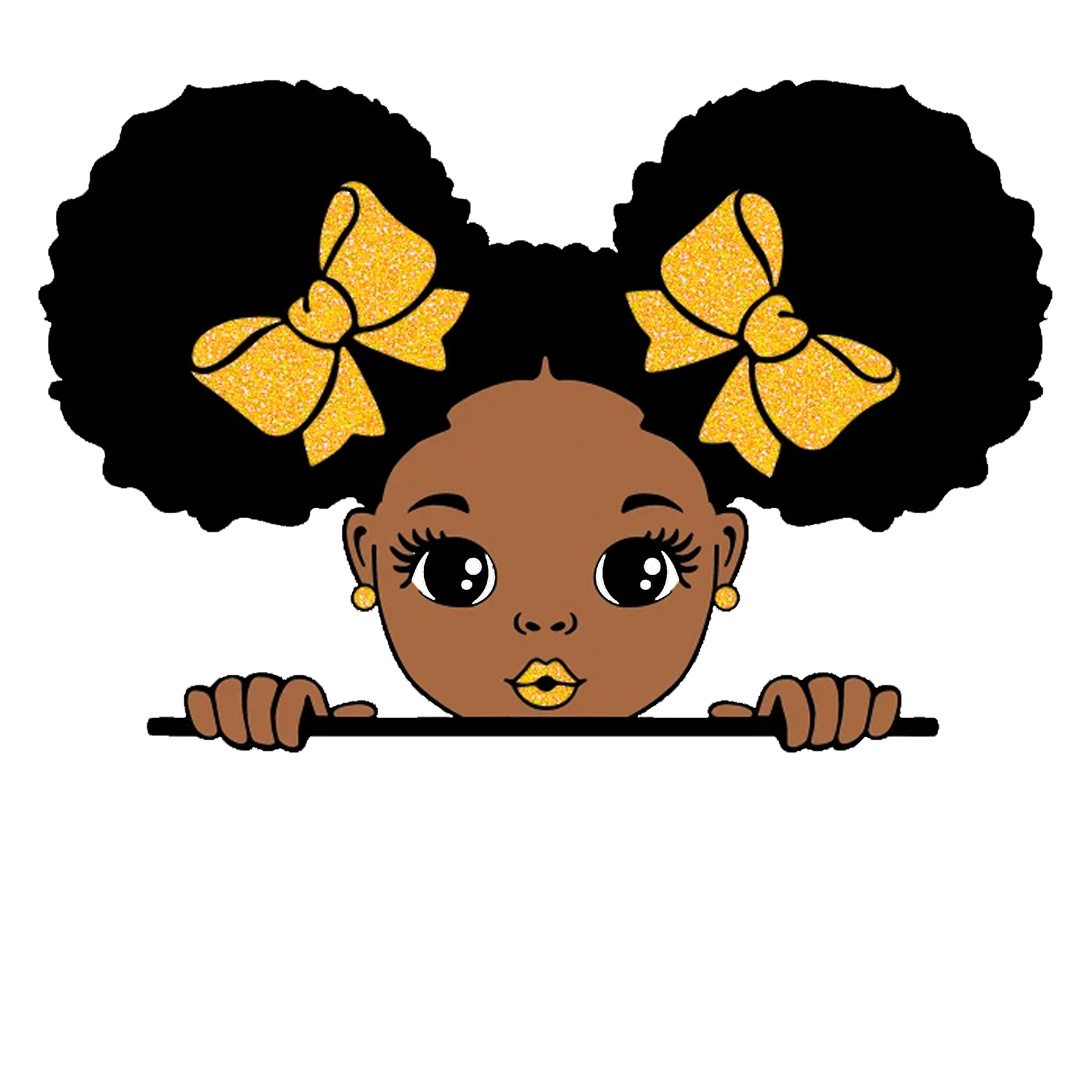Gold Bow Girl DTF Transfers
