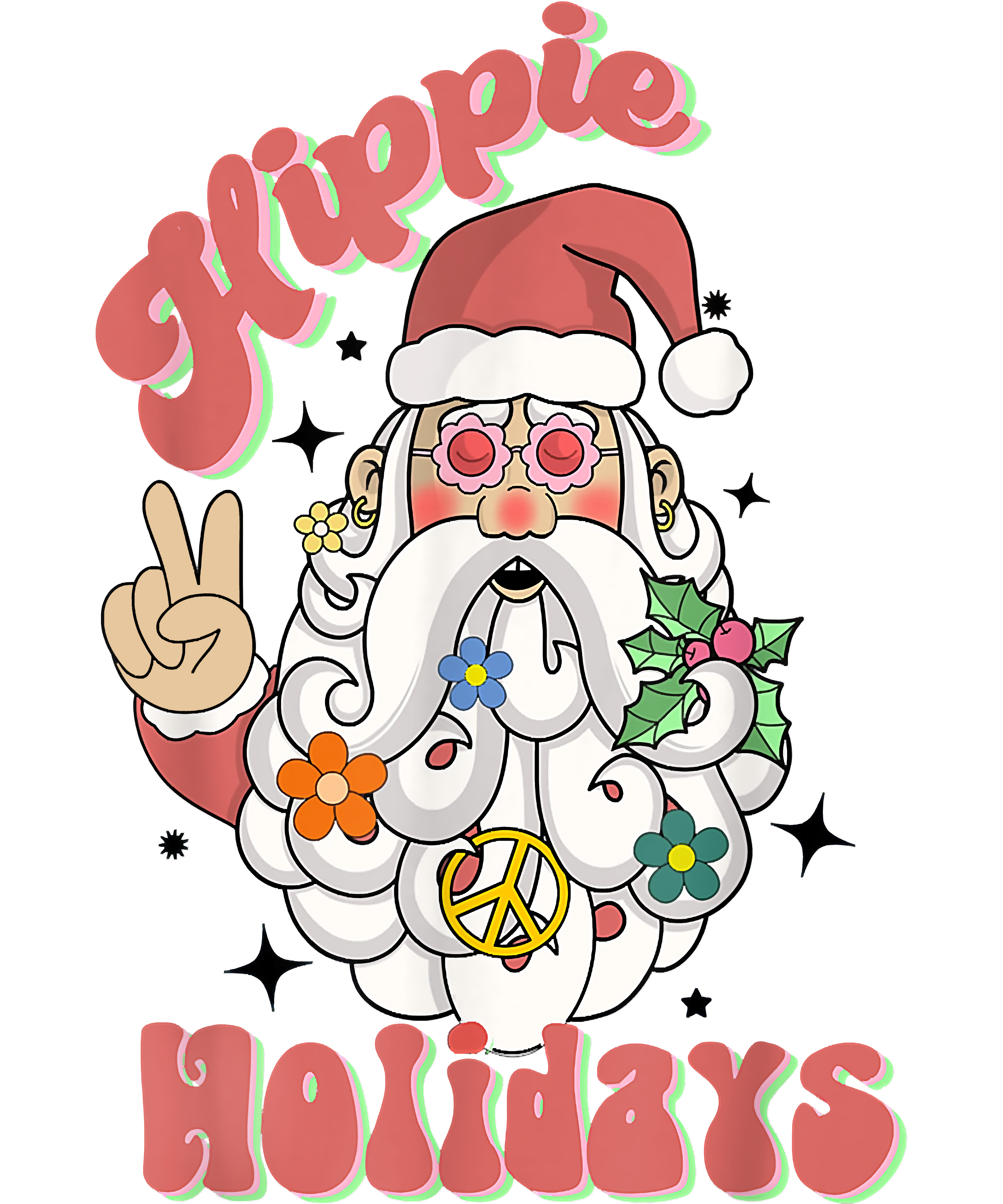 Hippie Christmas DTF Transfers