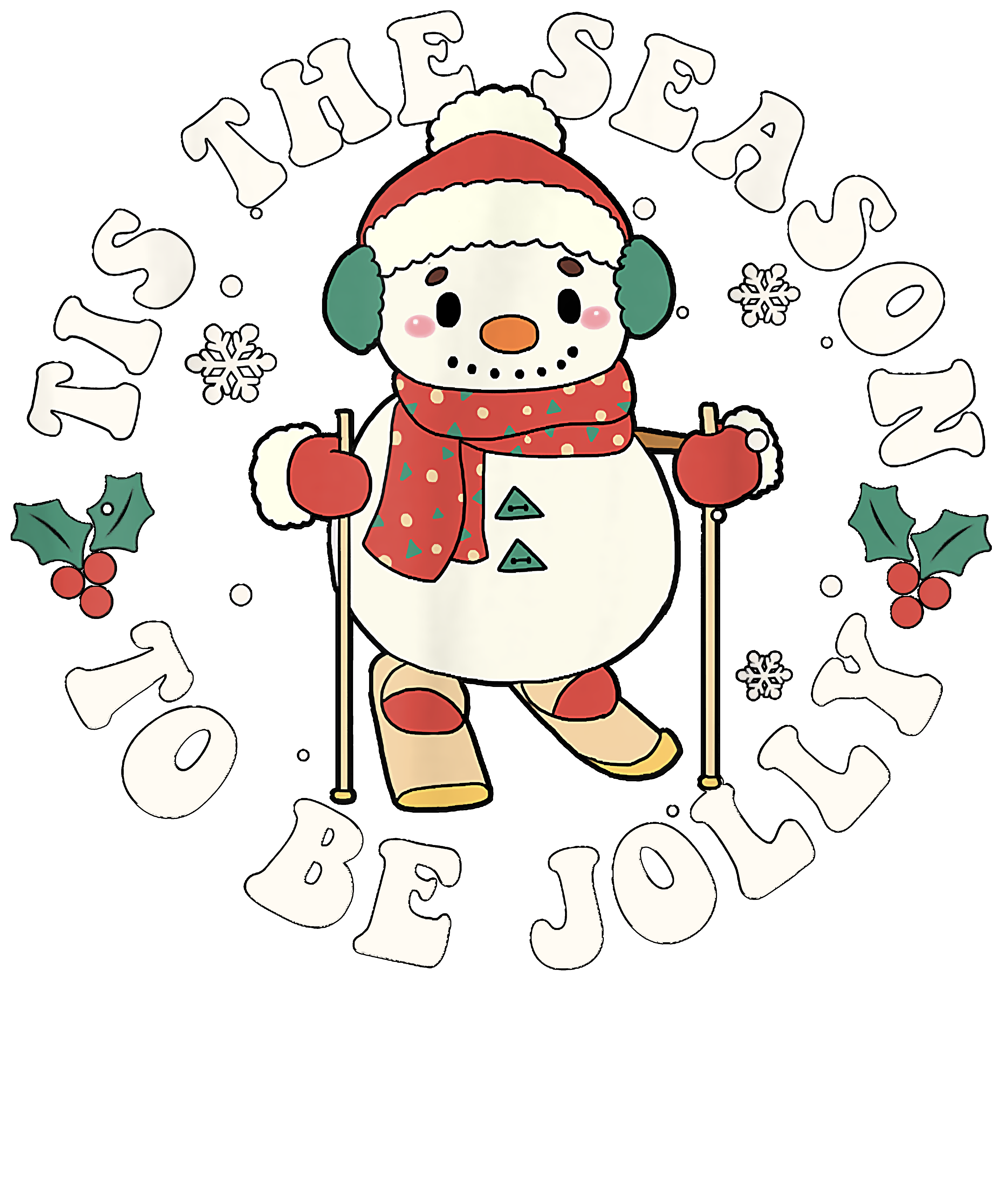 Tis The Season Round Snowman DTF Transfers