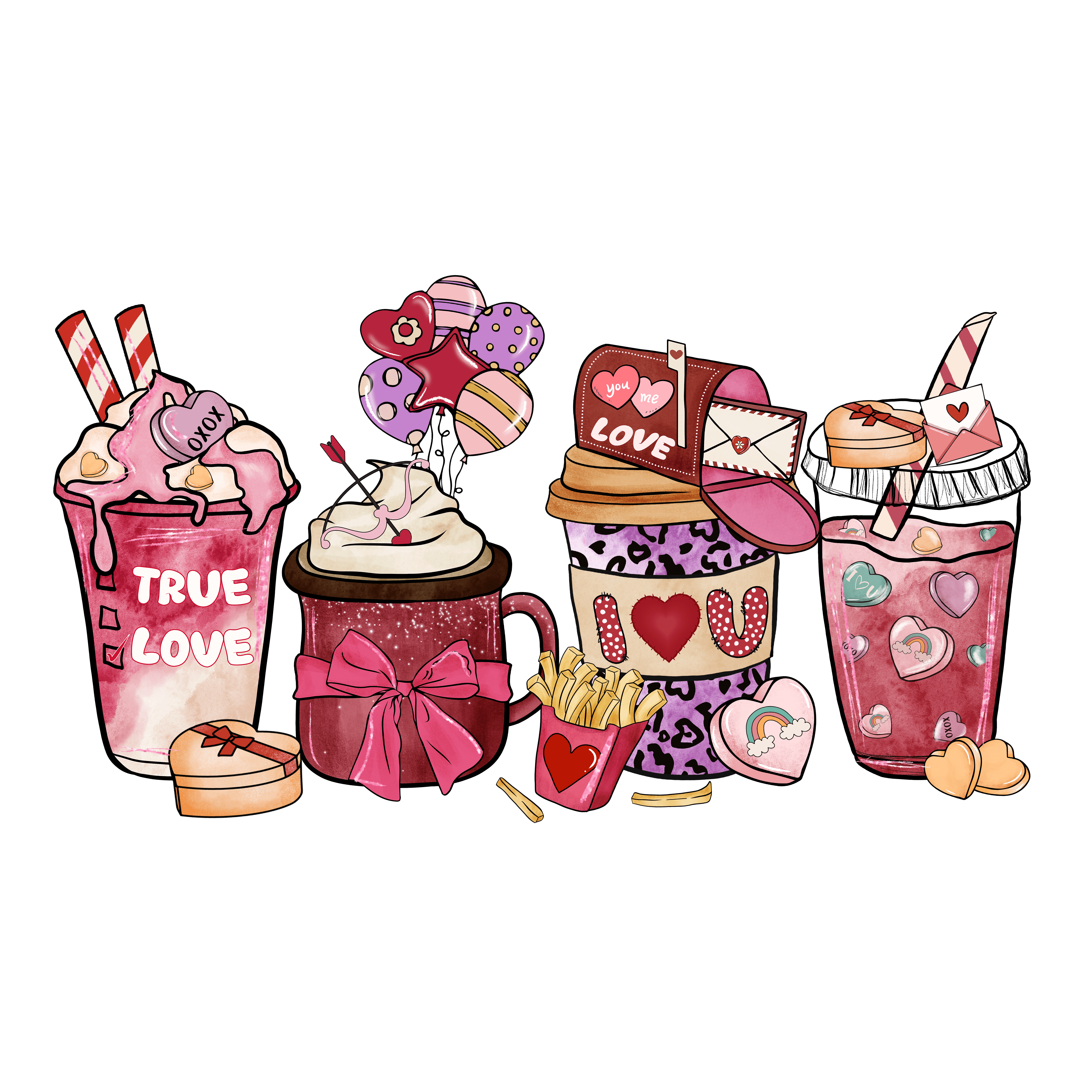 Valentine Drink DTF Transfers