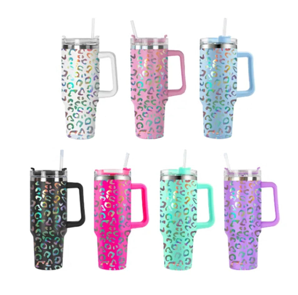 SALE!! - "Stanley" type Sublimation Cheetah Tumbler w Handle
