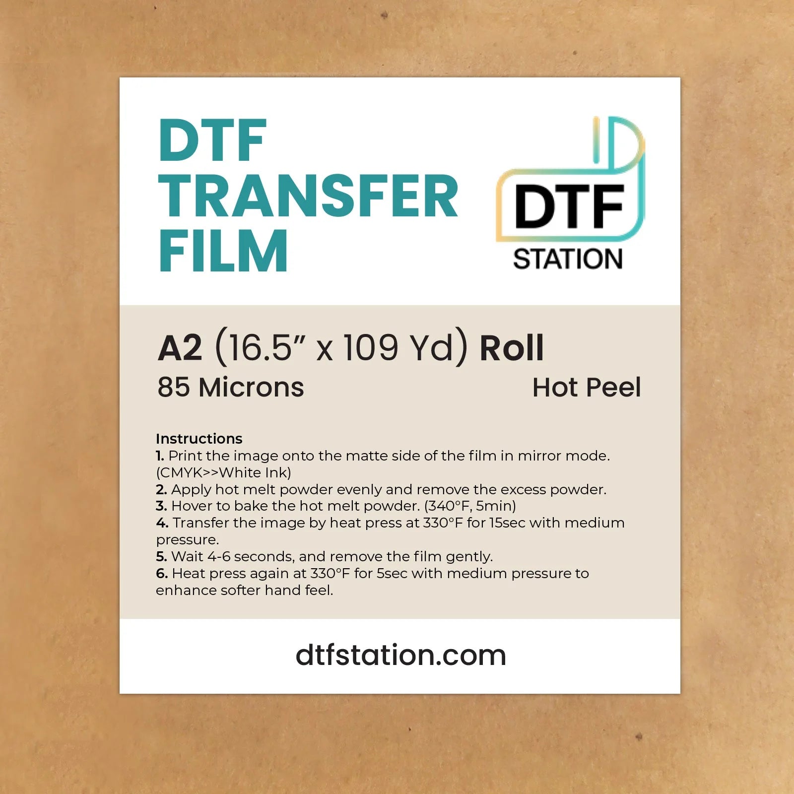 DTF Station Color Prime DTF Film w Universal Peel