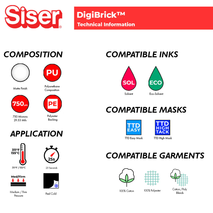 Siser DigiBrick Solvent/UV Print/Cut for Patches