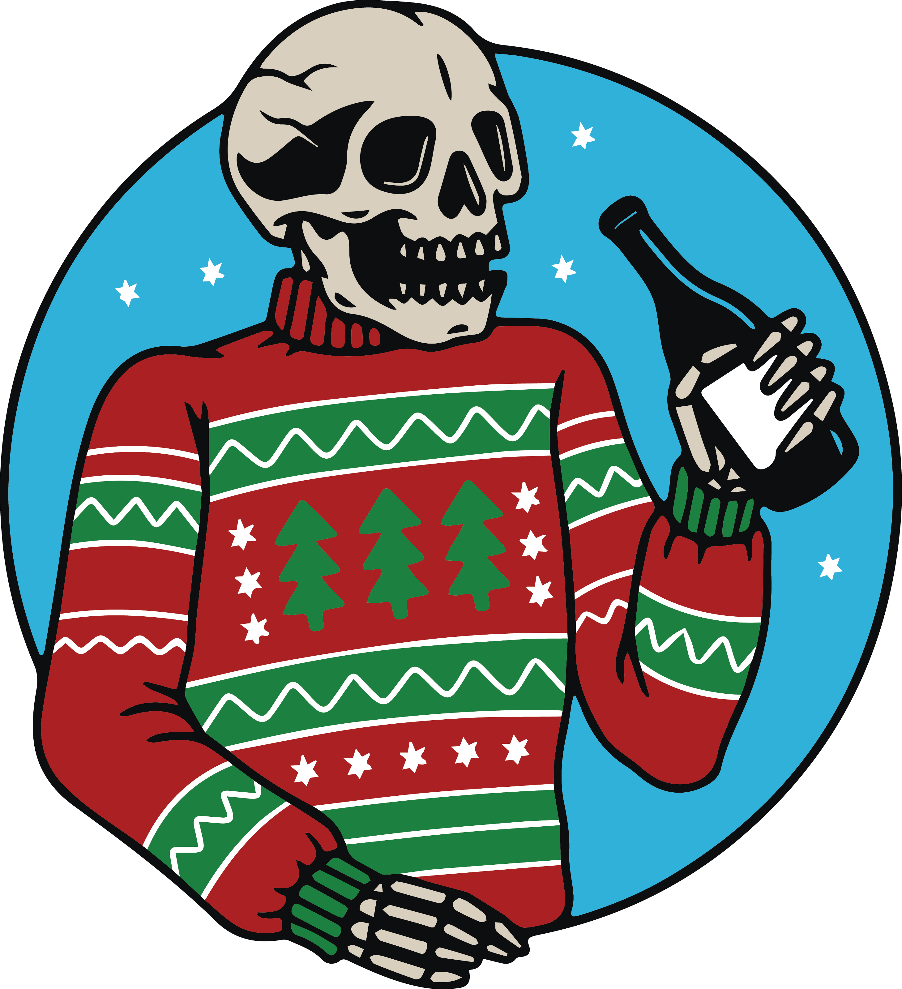 Drinking Skeleton Christmas DTF Transfers