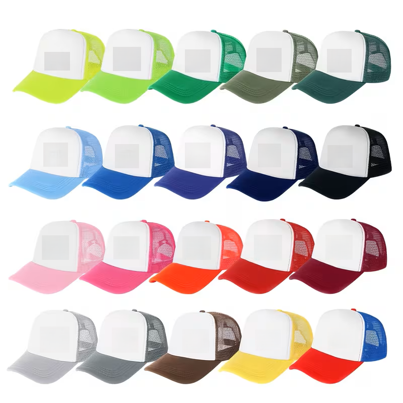 Trucker Hats with Blank White foam fronts for Patches, DTF, HTV and Sublimation