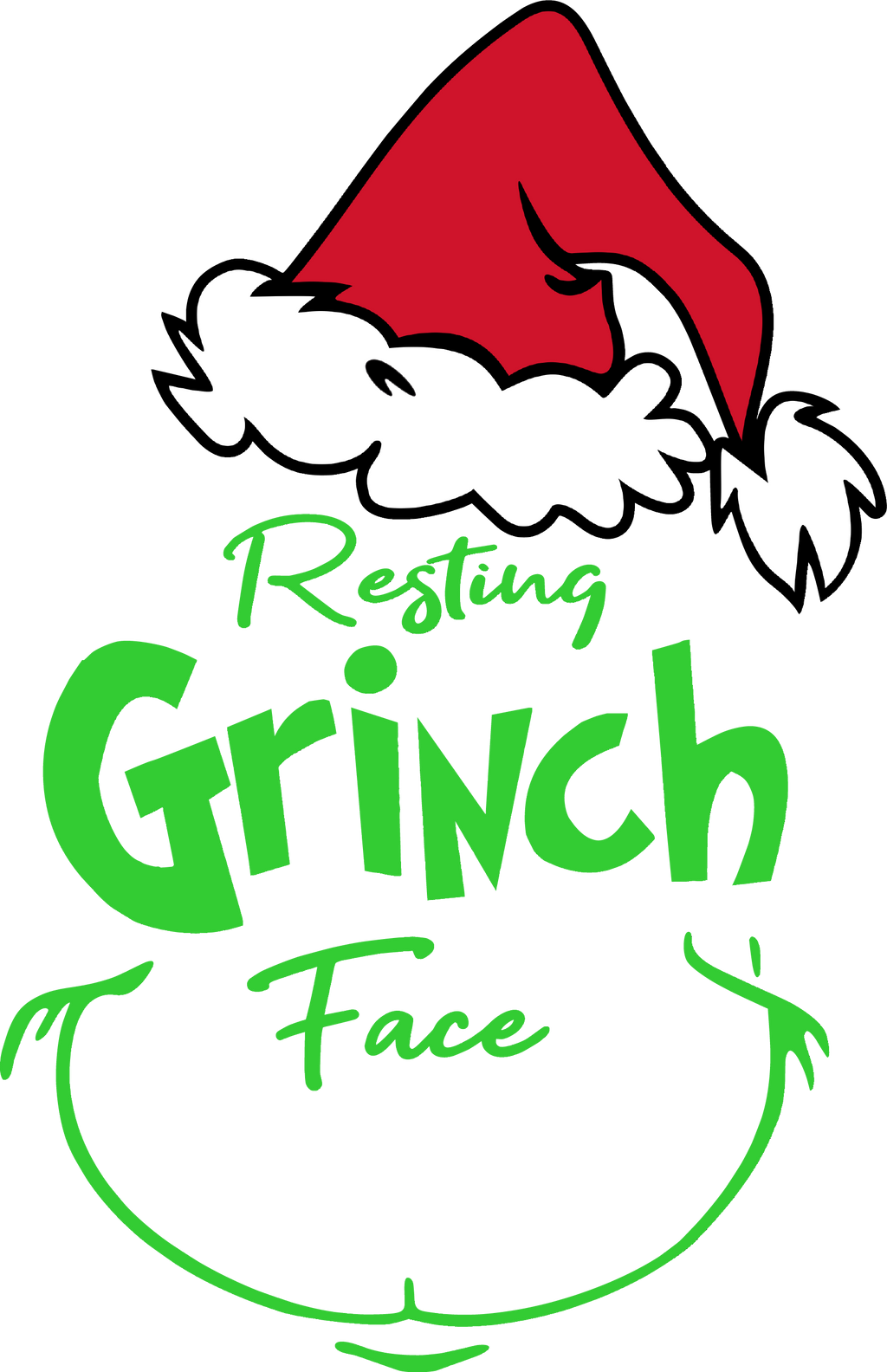 Resting Grinch Face DTF Transfers