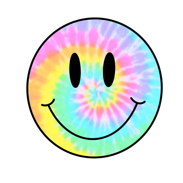 Tie Dye Smiley Face DTF Transfers